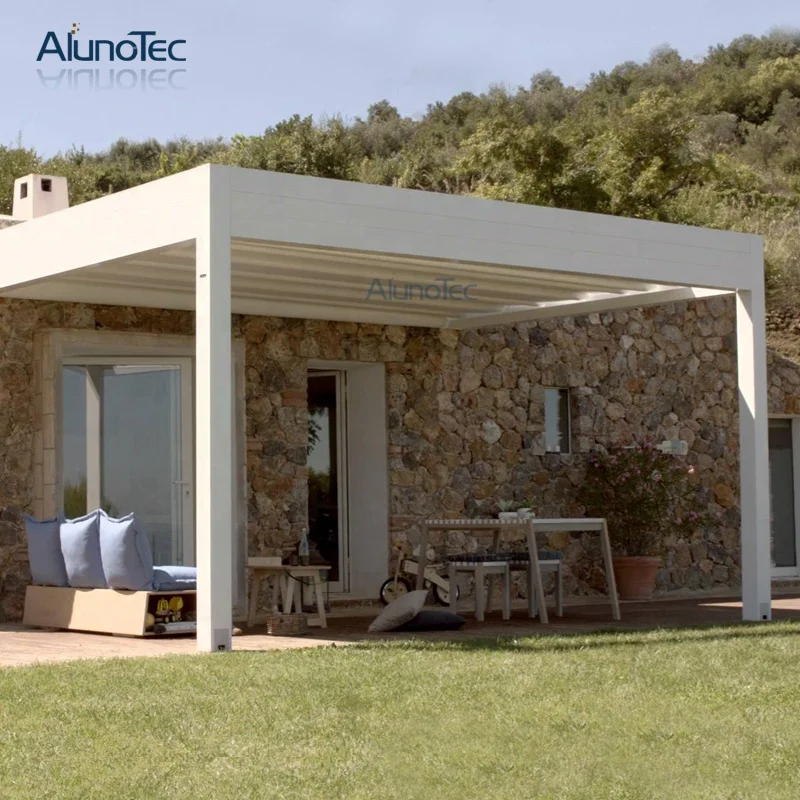Waterproof Louvered Roof Pargola Louver Roof Pergola With Zipped Blinds