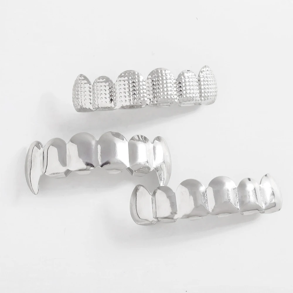 Punk Copper Real Gold Plated Top Bottom Teeth Grillz Smooth Flat Punk Grillz For Teeth Factory Wholesale Price