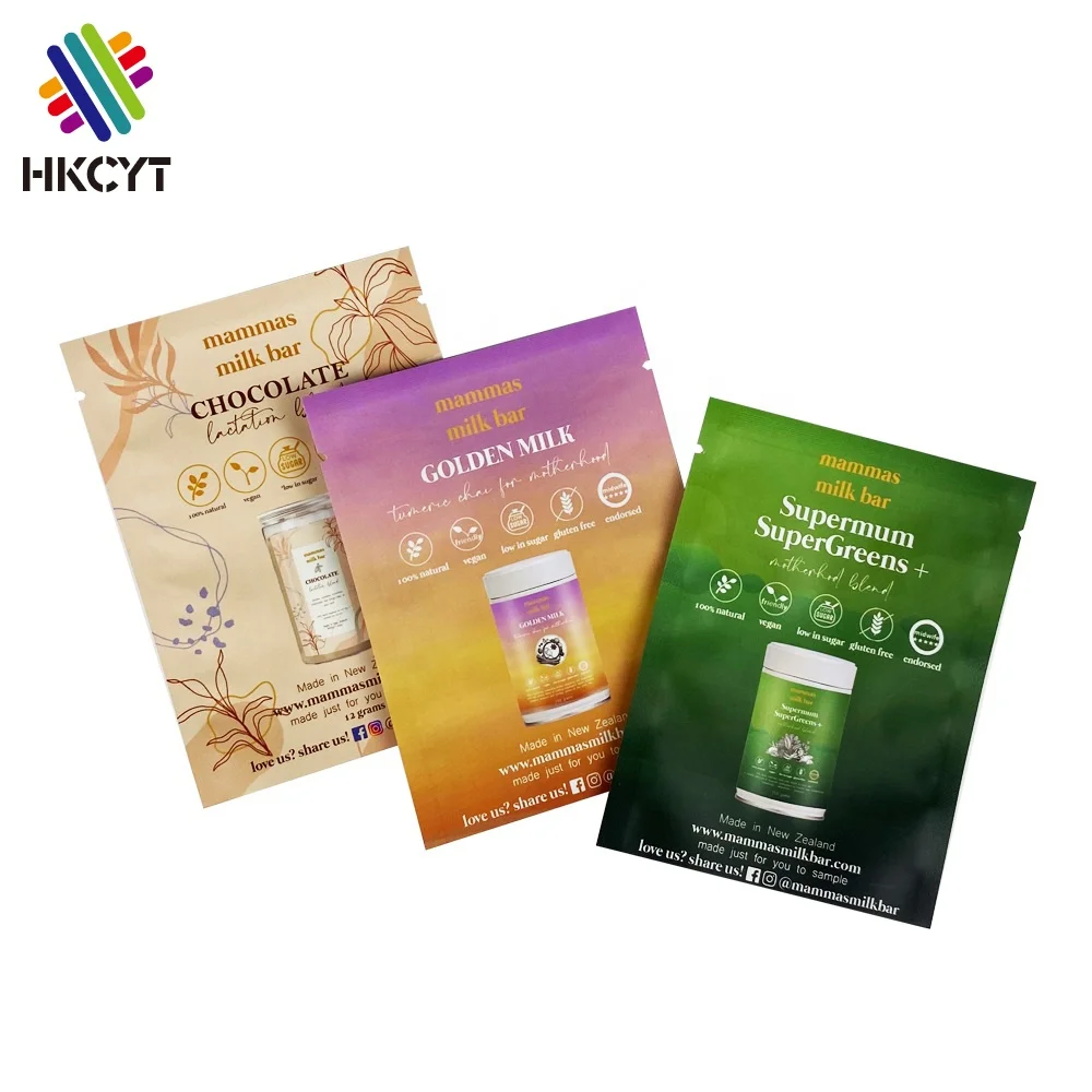 Sachet Packaging Cosmetic Aluminum Foil Bag Custom Logo Tea Packaging Pouch Three Side Seal Bag