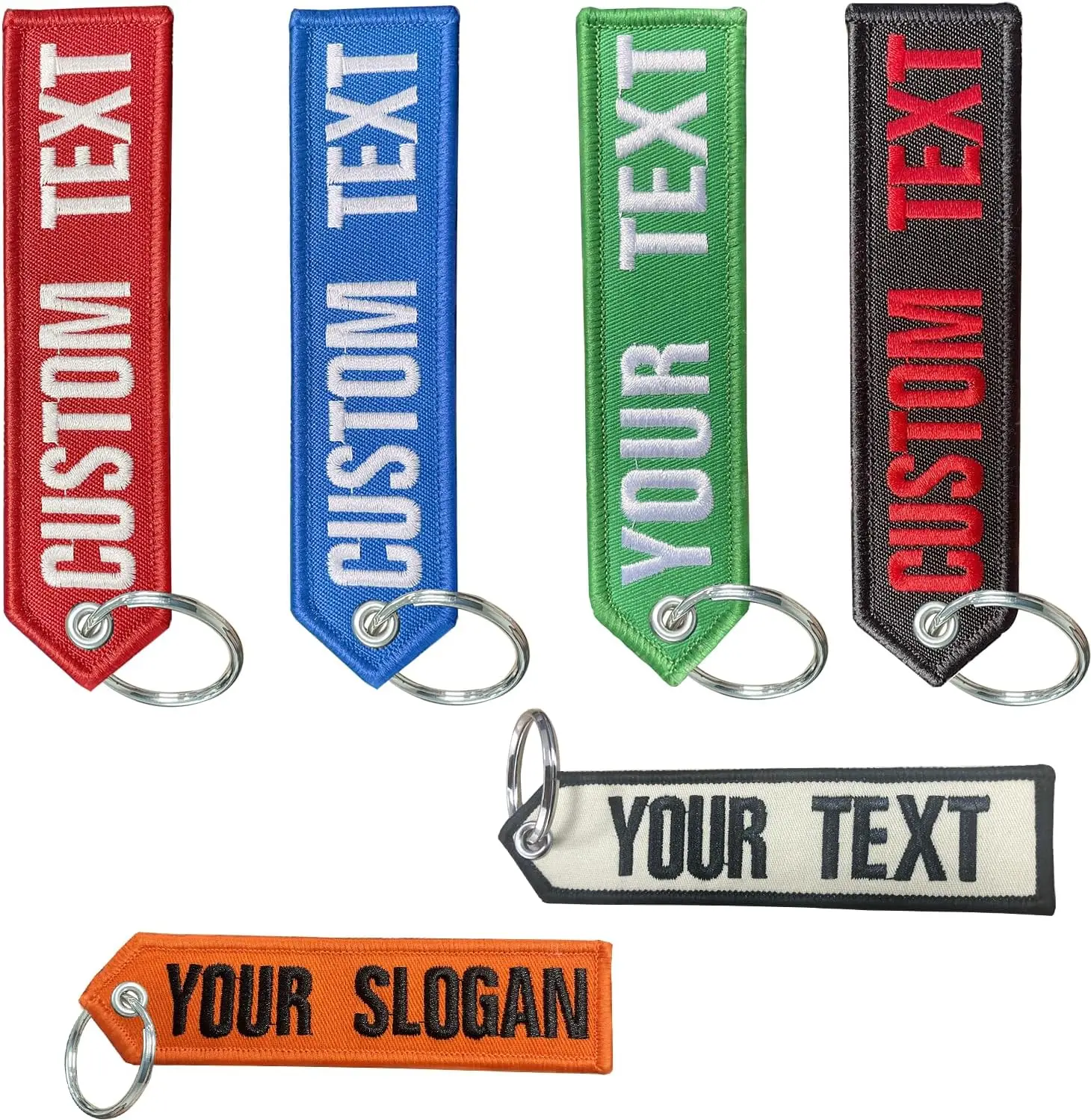 Factory Custom 12cm Personalized blank Remove logo embroidery fabric woven keyring Jet Tag Embroidered Fabric Keychain For Gifts