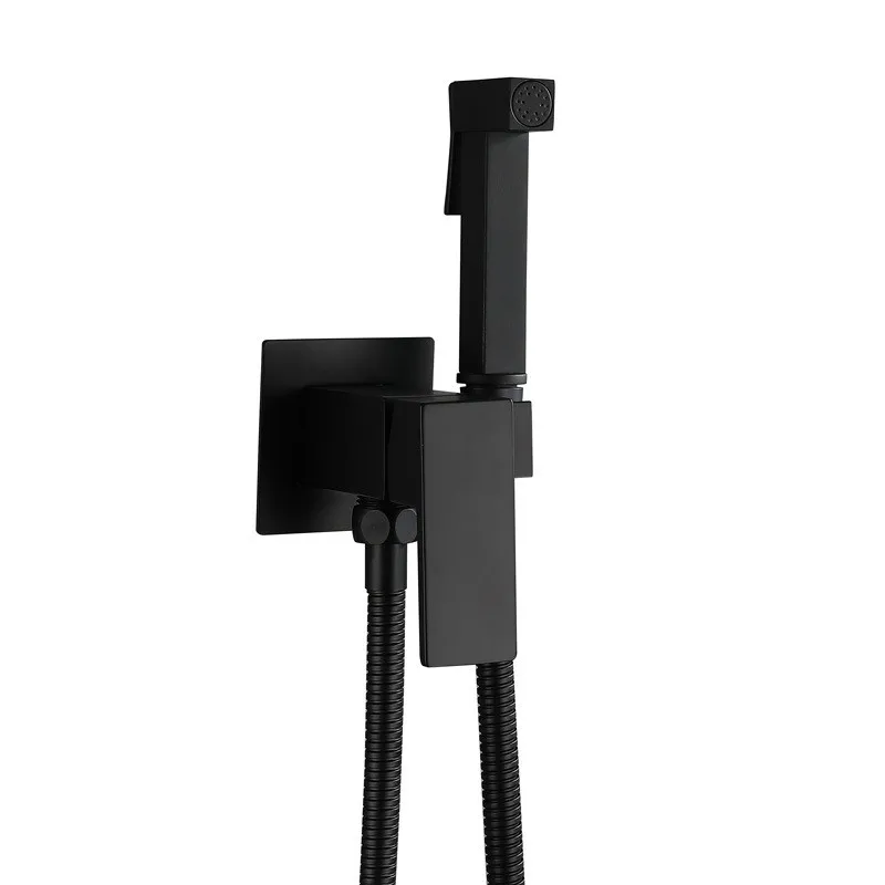 Shut Off Brass Hot Cold Toilet Bidet Sprayer Shattaf Set