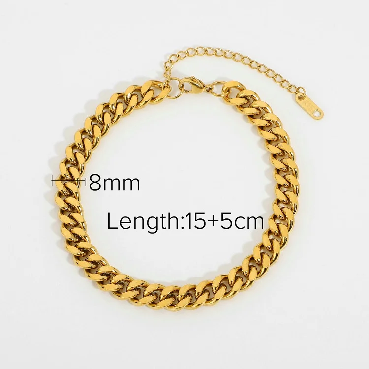 Non tarnish Stainless Steel 18k Gold Plated Women Men Chunky Cuban Rope Chain Link Bracelet Design Jewelry