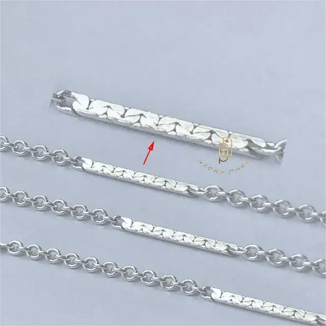 GP dapped bar bulk chain S925 silver 14k gold filled unfinished textured bar link permanent jewelry chains cable with flat bar