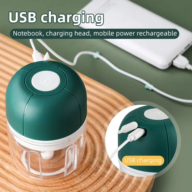 Mini Electric Masher Garlic Grinder Wireless Crusher Chopper Shredder Mashed Fresh Pepper Mixer with USB Charging