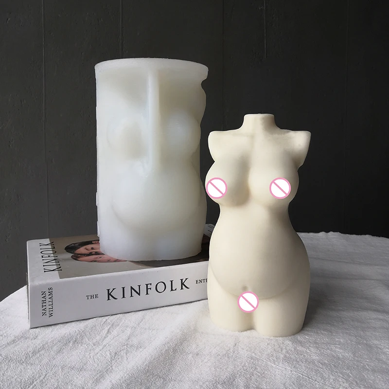 J142 Custom Plus Size 22cm DIY Naked Lady Plaster Large Pregnant Human Body Moulds 3D Woman Body Torso Silicone Candle Molds