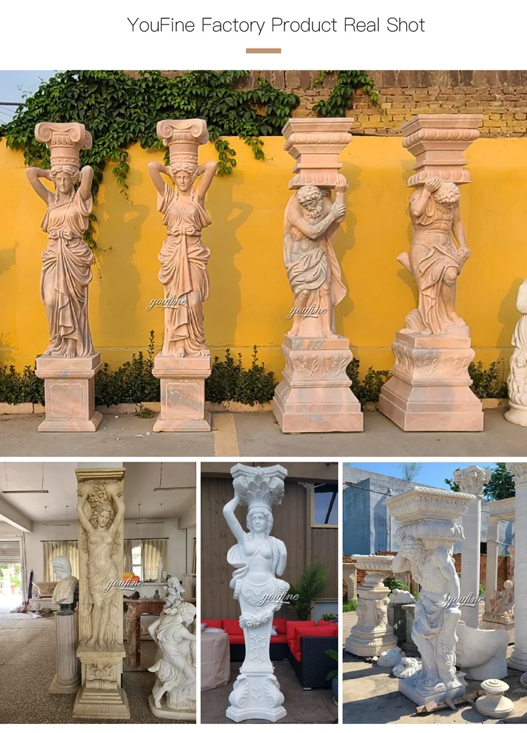 Detailed Carving Natural Stone Square Pillar Design