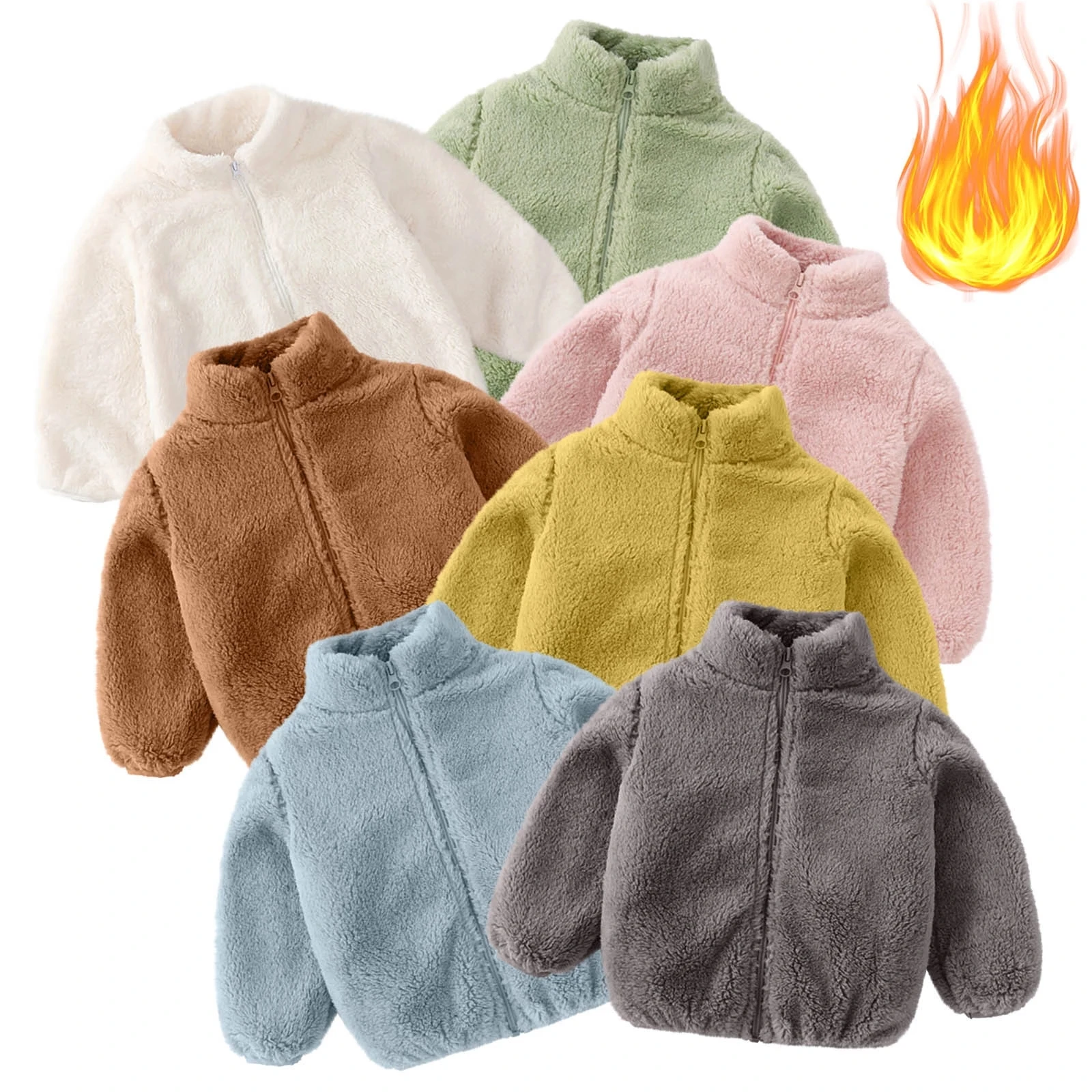Fashion Baby Outwear Cotton Girl Boy Jacket Winter Faux Fur Tops Thick Lamb Wool Infant Coat