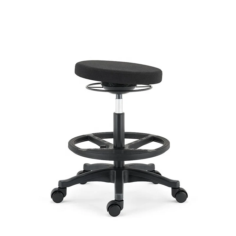 Medical Office Ergonomic Stool Customized Height Adjustable Hydraulic Round PU Leather Stool with Wheels