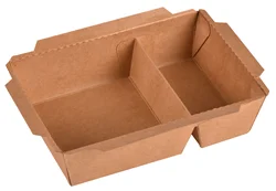 Wholesale Disposable Kraft Paper Salad Fast Food Lunch Delivery Boxes 2 compartment Food Packaging Tray with Lid