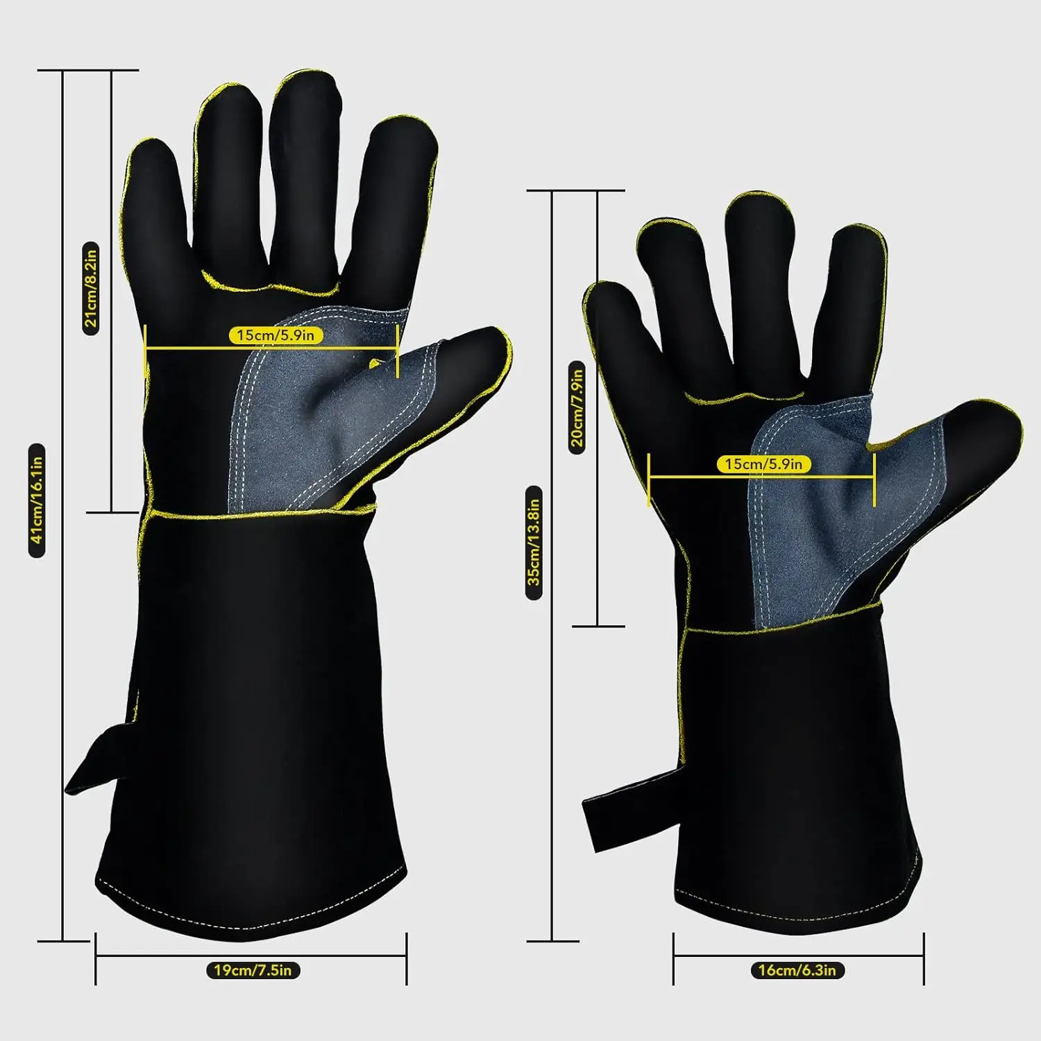 China hot sell 14 16 inch cheap welding glove made of split leather oem cowhide leather welding gloves heat resistant 500 degree