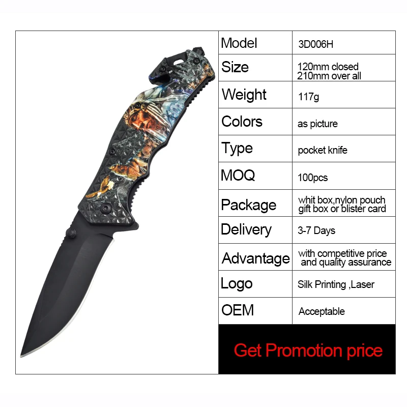 Tactical 3D Wildlife Design Everyday Carry Ultra Smooth One Hand Opening Folding Pocket Knife Ideal for Recreational Work Hiking