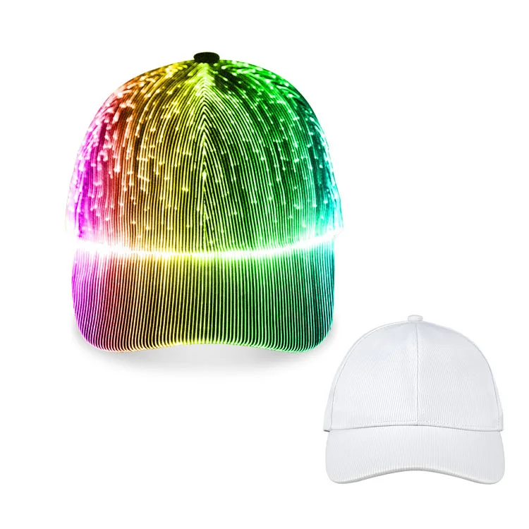 Hot Selling Fiber Optic Luminous Led Light Up Glow In The Dark Baseball Cap Hat For Christmas Party