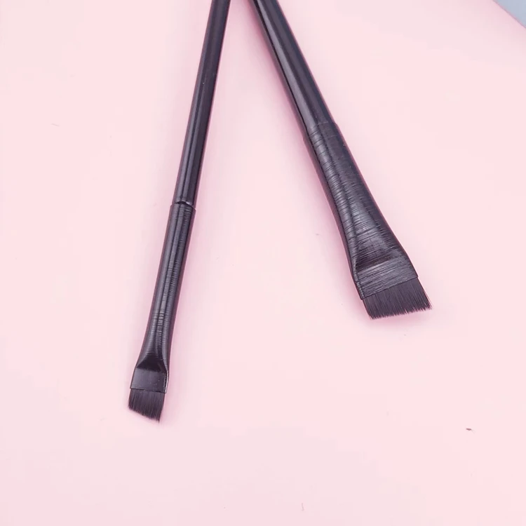 Professional Ultra Thin Black Slim Wooden Handle Angled Flat Head Single Eyeliner Eyebrow Long Lasting Vegan Makeup Brush