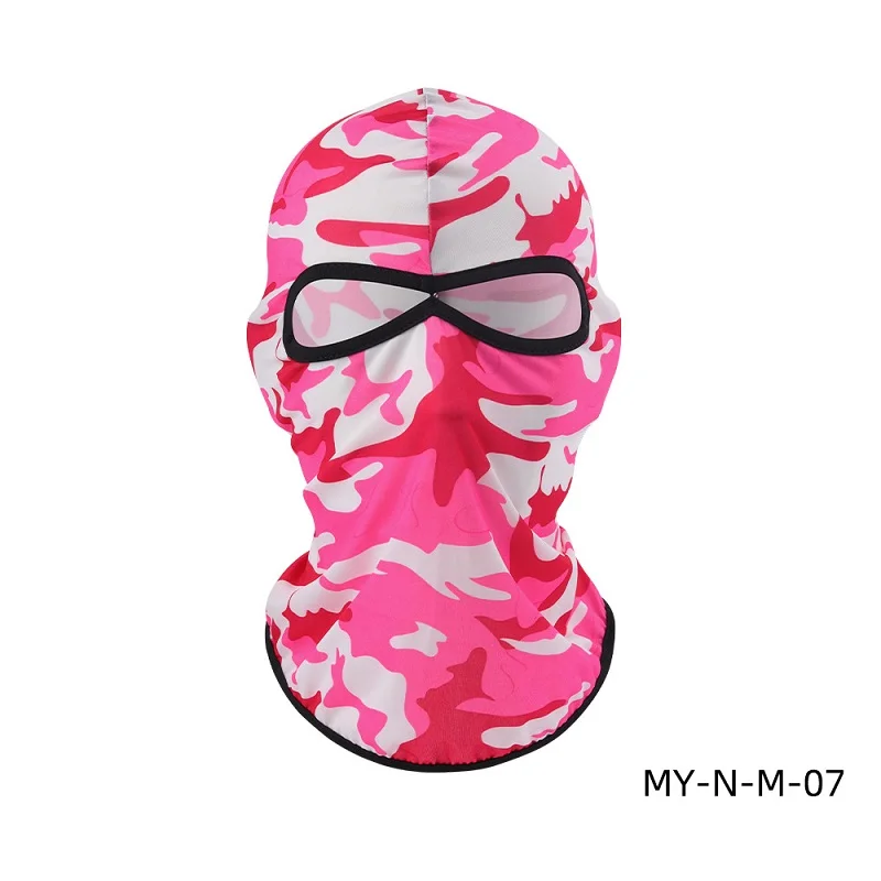 Amazon Hot Sale 14 Colors Ice Silk UV Protection Full Face Cover Unisex Camouflage Windproof Two Hole Balaclava