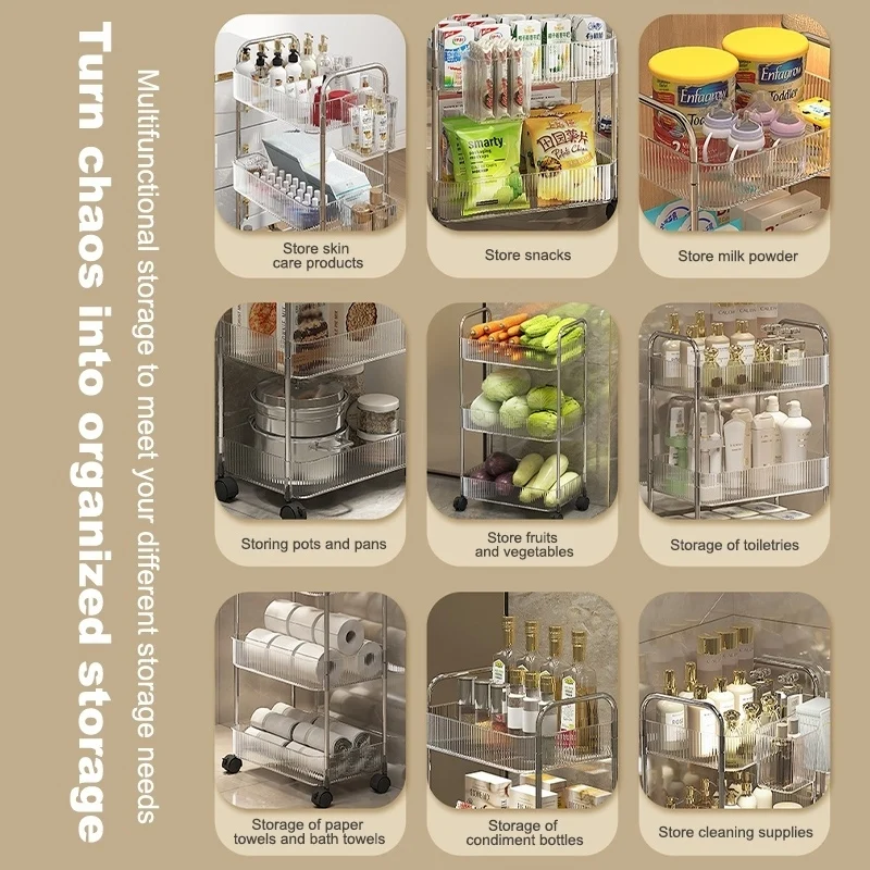 Dr.William Elegant Transparent Mini Cart on Wheels  Perfect for Kitchen and Bathroom Storage