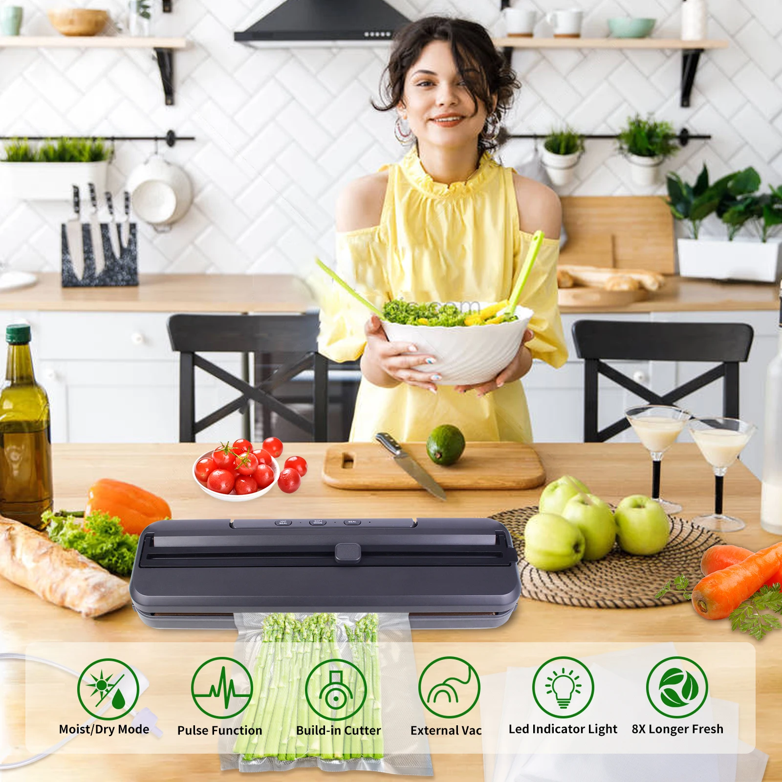 Multifunction  Vacuum Food Sealer For Food Preservation with bag cutter