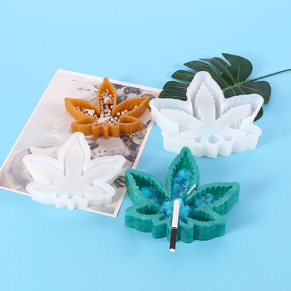 
Amazon Hot Home Decoration Jewelry Storage Leaf Shaped Ashtray Silicone Mold Crystal Hand Made Ashtray Resin Craft Silicone 