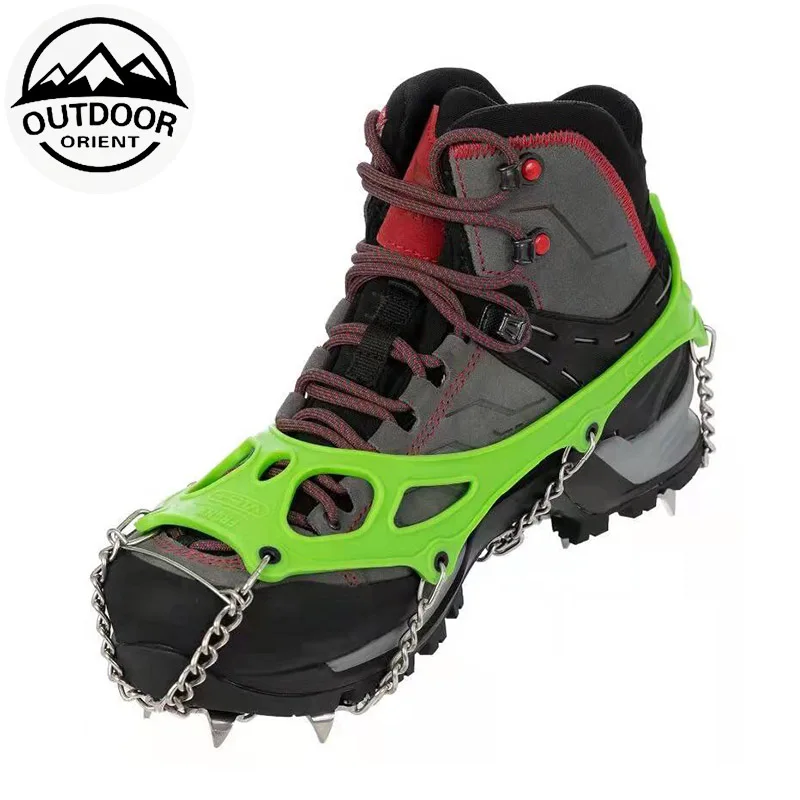 Hiking Crampons Ice Snow Grips Traction spikes Shoes Grips with Anti Slip 14 Teeth Stainless Steel Spikes Protect Hiking Crampon