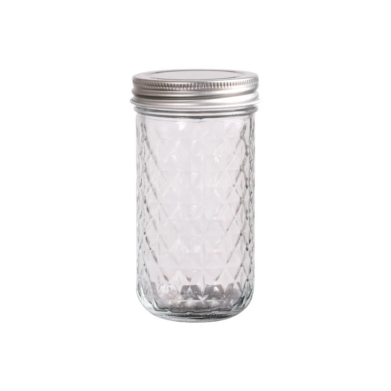 empty clear glass jar for caviar 250ml with silver cap