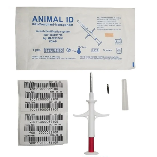 2.12*12mm RFID Animal ID Bio-glass Tag Cow Cat Livestock Syringe Transponder Micro Chip Implant Pet Microchips