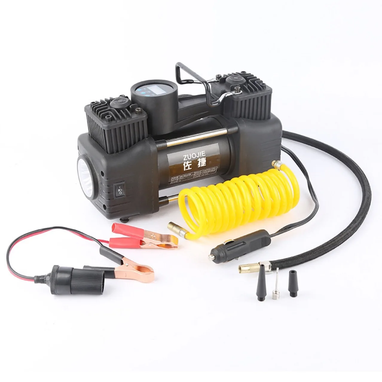 12v Car Pump Air Compressor Tire Inflator With Pressure Gauge 2 Cylinder Portable Used Car Air Compressor