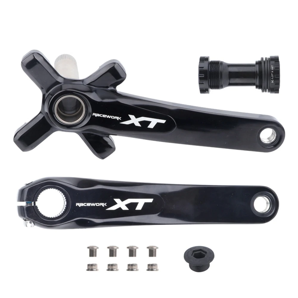 RACEWORK XT MTB Bike Crankset 104BCD Aluminum Alloy With Bottom Bicycle Cranks Chain Ring Crank Bike Accessories 170mm 175mm