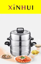 3 layers stainless steel  steamer pot and cookware pot with glass lid