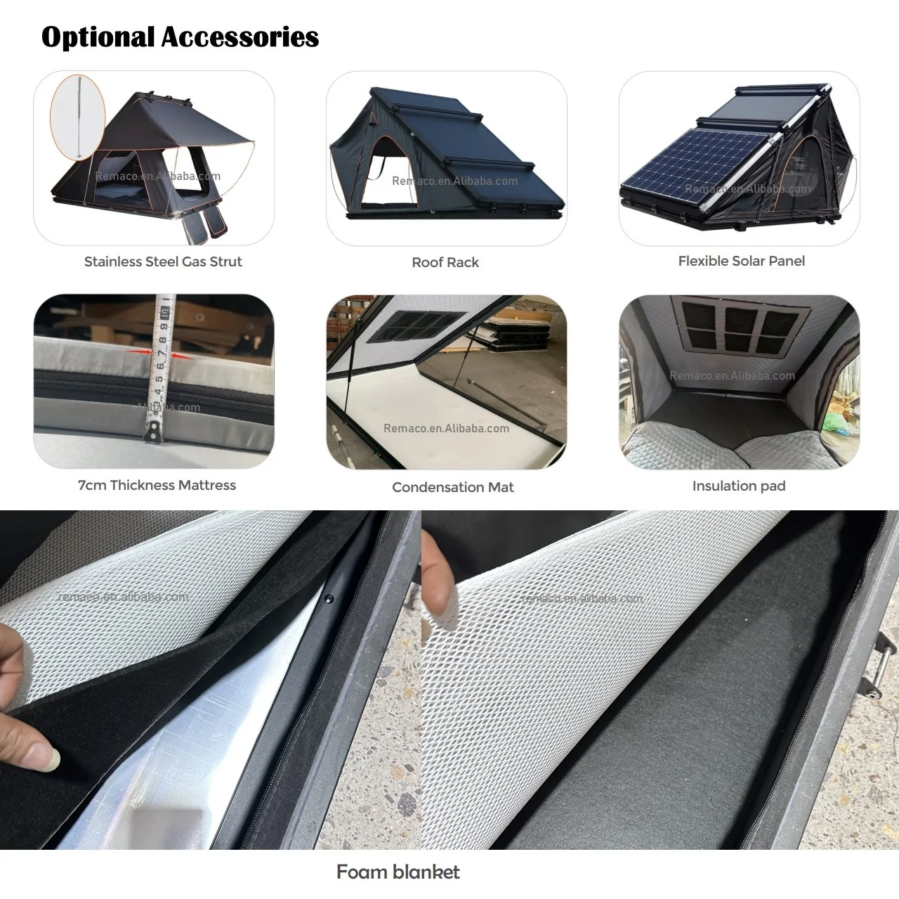 4-Person Aluminum Hard Shell Rooftop Tent with Solar Panel Folding Car Roof Top Tent for Camping and Outdoor Canvas Fabric