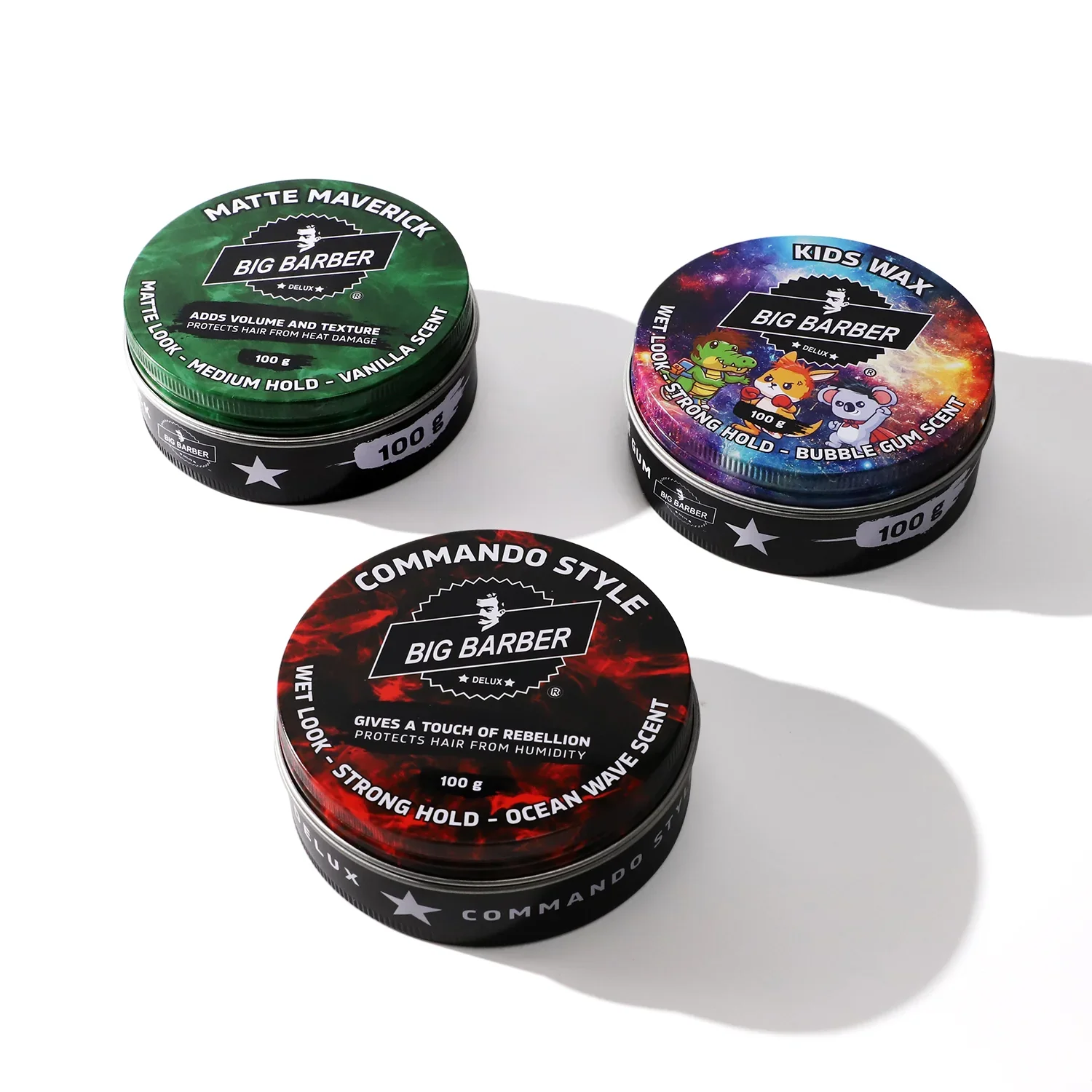 Wholesale free sample 100g 120g custom printed round metal pomade tin can screw top with insert lids
