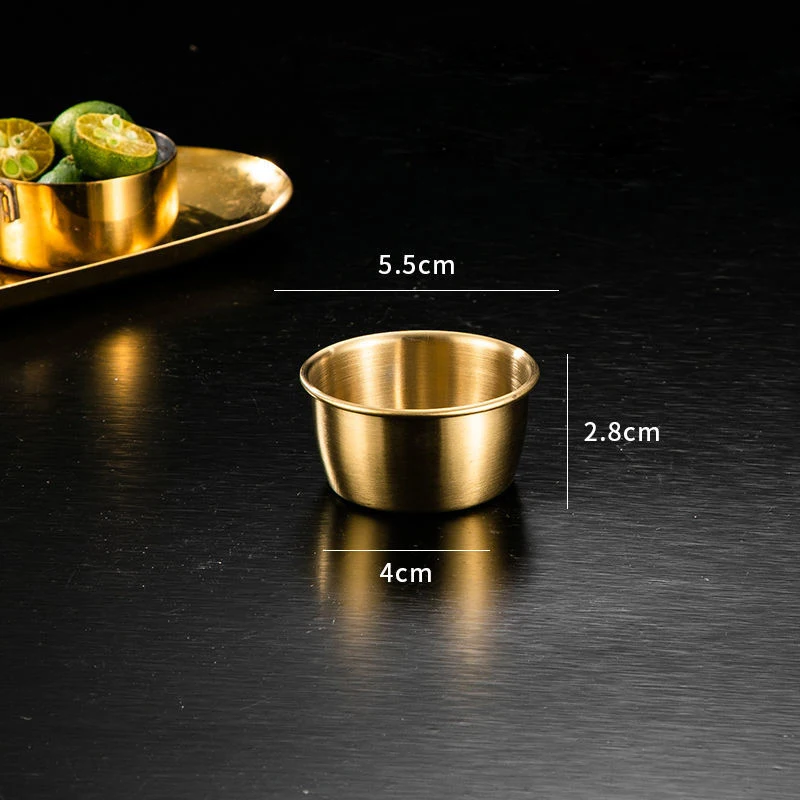 high quality 304 Stainless Steel Dipping Sauce soup Bowl Small Sauce Cup Color Golden color