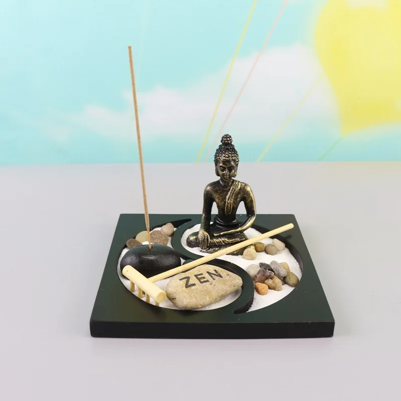 Wholesale Resin Japanese Zen Sand Garden Mini Kit for Office Home Tabletop Decoration Relaxation Meditation