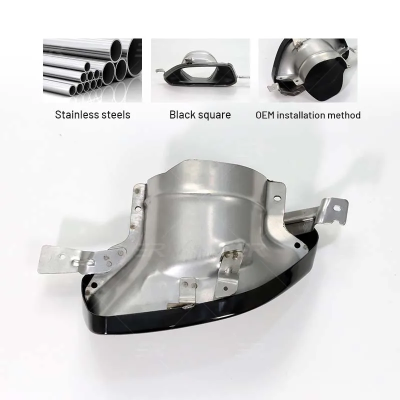 Square black stainless upgrade M340 car exhaust tips for BMW 3 series G20 G28 320 325 330