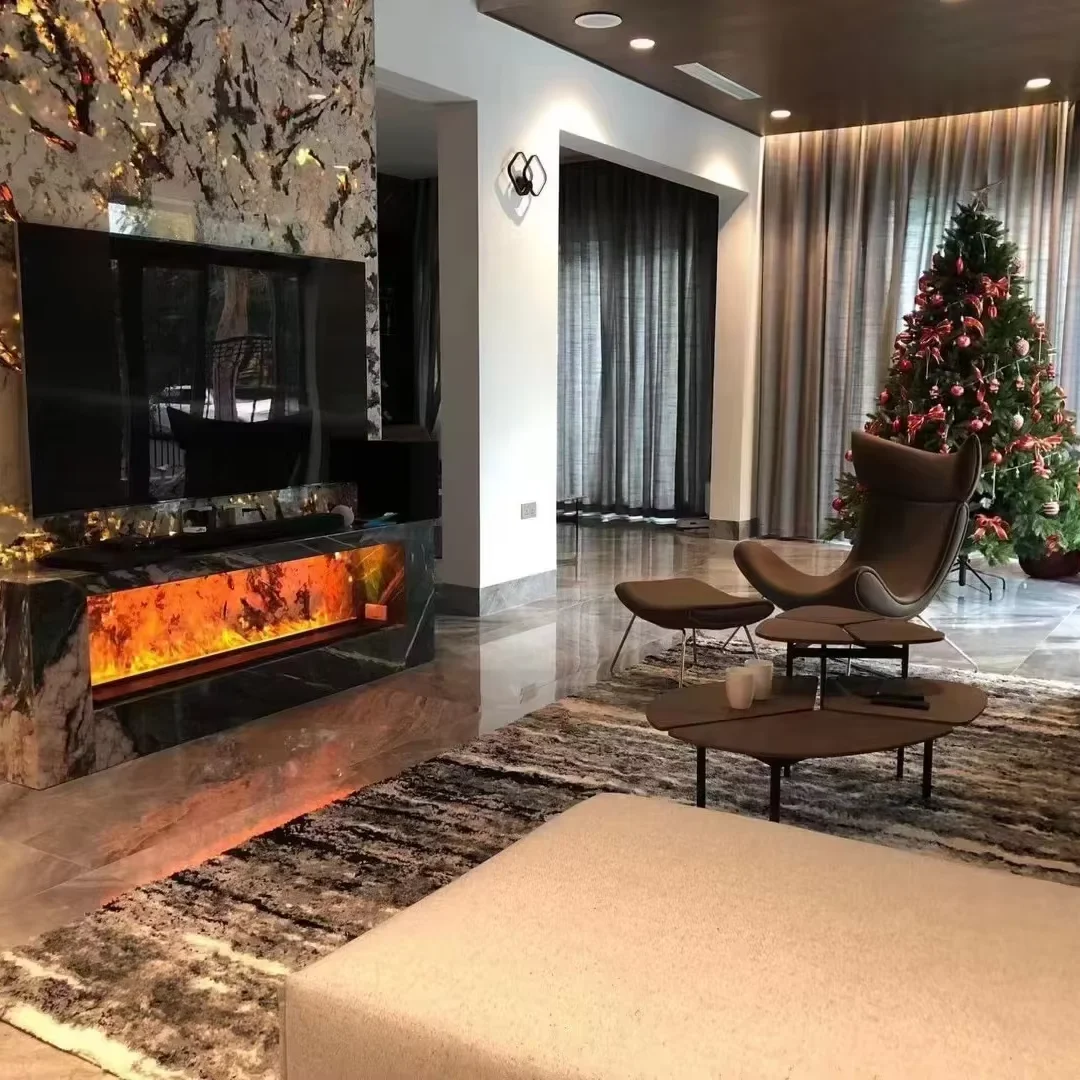 Living Room Wall Mounted 3D Electric Fireplace Interior Decorative Water Steam Fireplace Embedded Cabinet