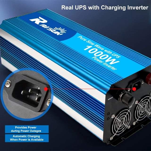 Чистый синусоидальный инвертор Raisun с UPS 12V 24V 48V до 110V 220V 800W 1000W 1500W 2000W 2500W 3000W