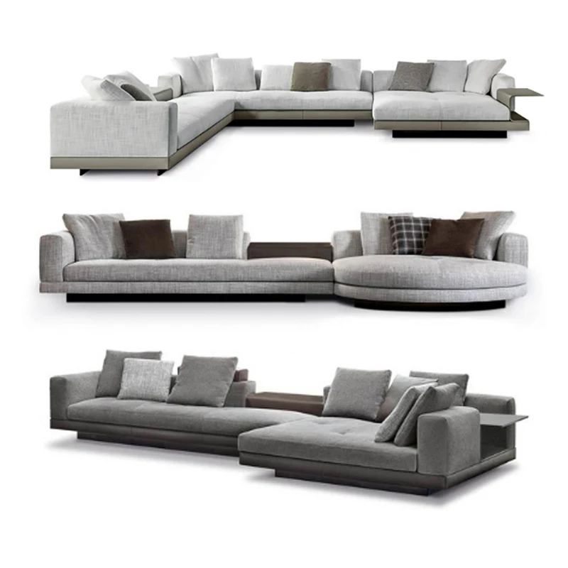 Italy modern leather u l c shape sectional sofa set with wood european design living room furniture luxury big white couch