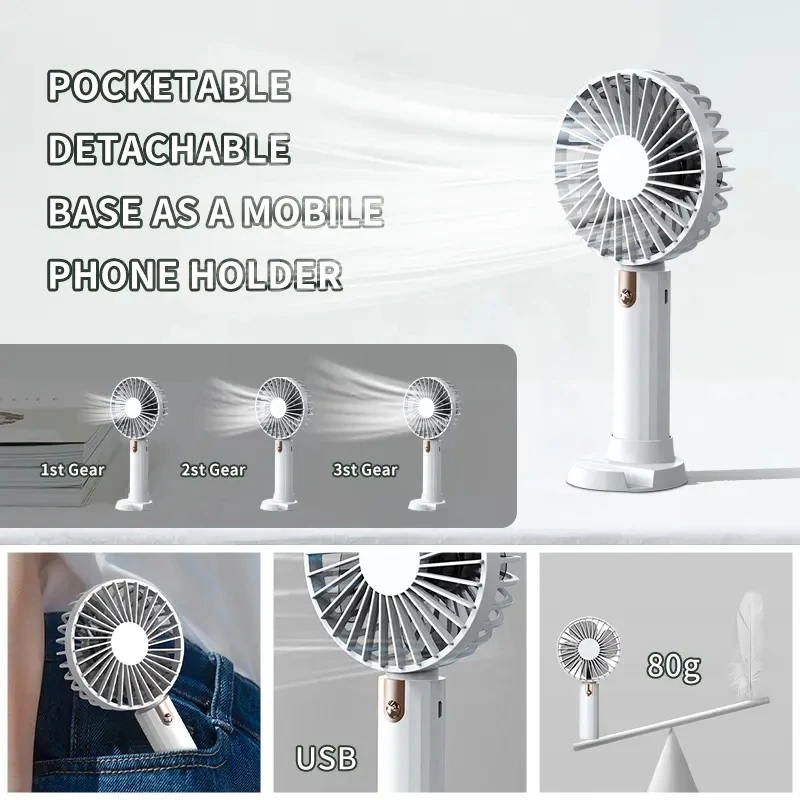 Custom Wholesale Bulk 3 In 1 Personal Small Portable Hand Held Table Usb Charging Fan Rechargeable Mini Handheld Fan