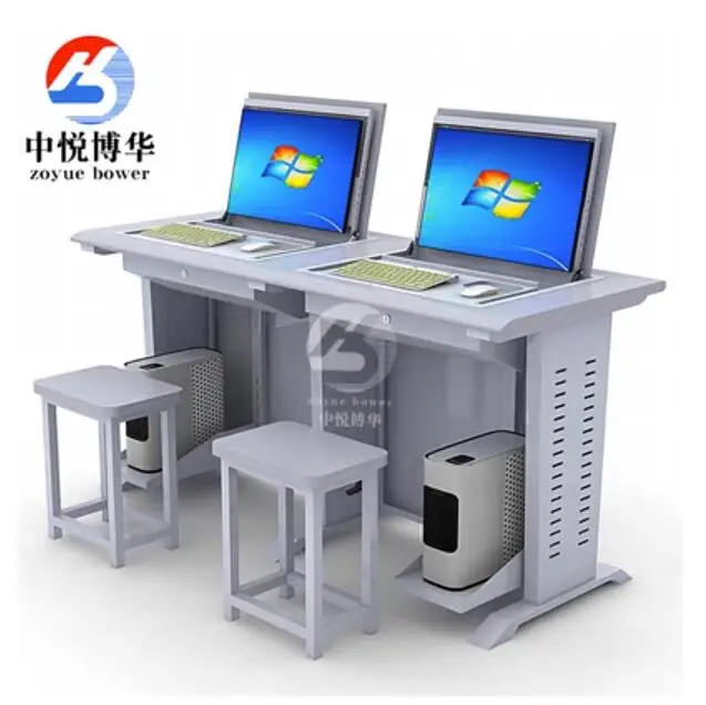 Multimedia Classroom Flip Computer Desk Flip Up LCD Monitor Training Classroom Desk Table Host External