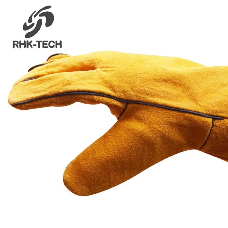 RHK низкая цена оптовая продажа Жаропрочные перчатки из коровьей спилковой кожи с хлопковой подкладкой MIG TIG аргоновые защитные для ручной