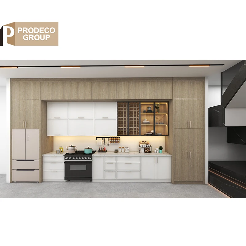 Prodeco Contemporary Mahogany Wooden Kitchen Cabinets Design Joniery for Apartment