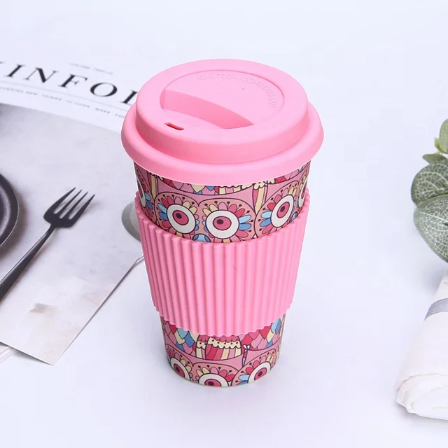 Reusable Bamboo Fibre Travel Cup Thermal Insulated 400 ml Natural Eco Coffee Mug