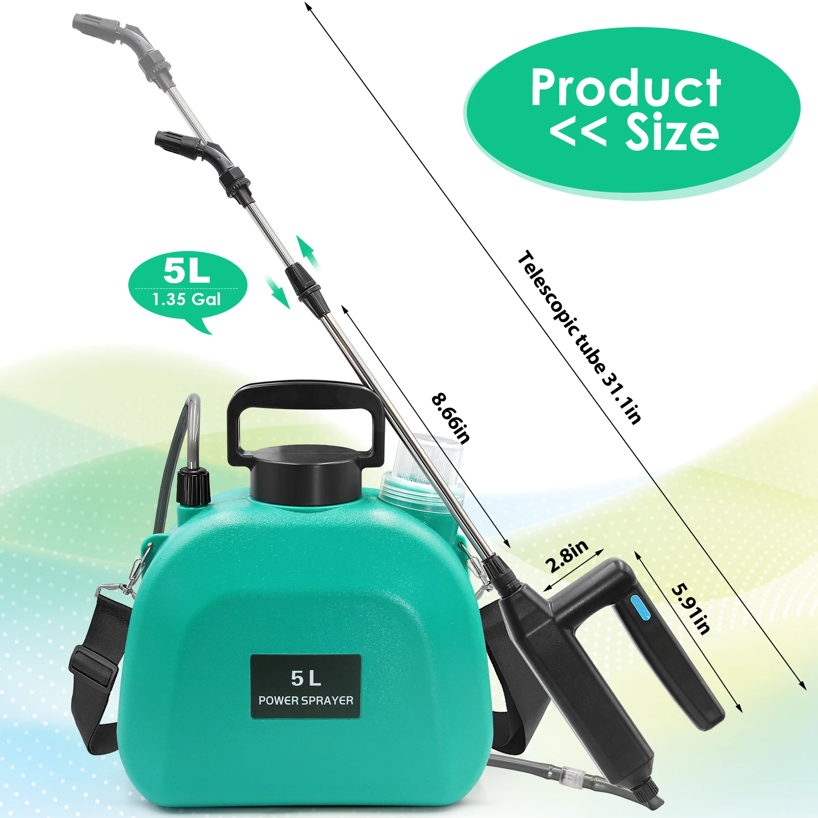 5L High Pressure Power Sprayer Pump Garden Electric Sprayer USB charging hand sprayer 2 gallon