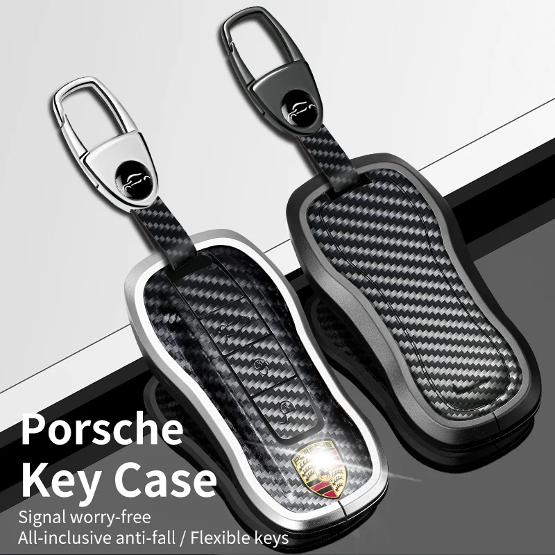 Leather Car Logo Key Cover for Porsche Cayenne 958 Macan 911 Panamera 996 991 Boxster 987 997 2019 2020 Accessories