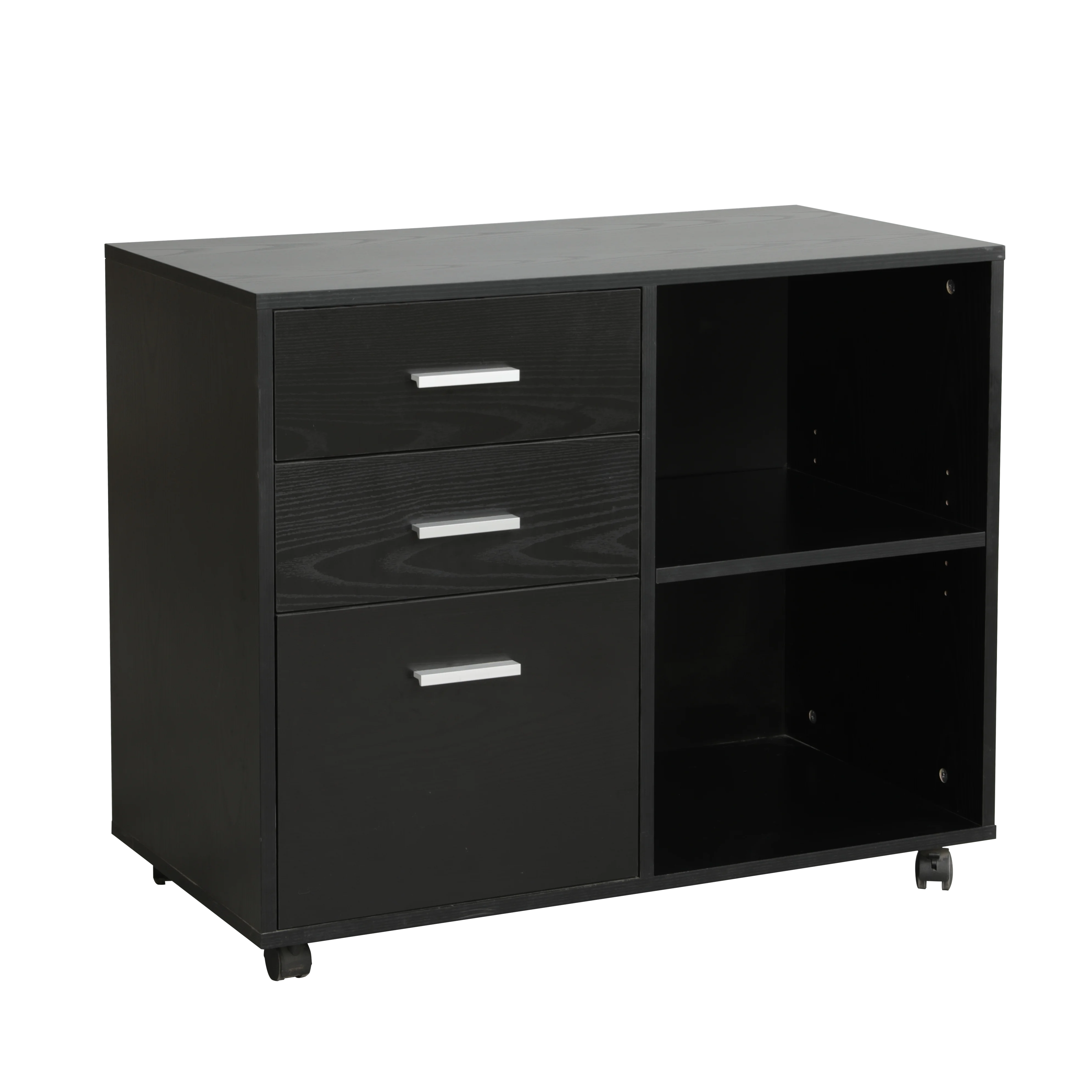 GUYOU GD-37 Mobile Filing Cabinet 3 Drawers Removable Office Document Storage Cabinet Black