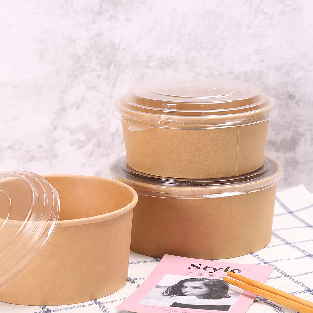 PTPACK Round Paper Container for salad lunch Takeout Container