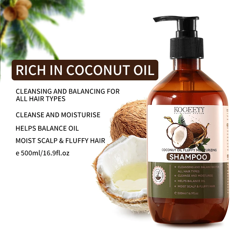 KOGEEYY 500ml Collagen Complex Infused Coconut Oil Hair Shampoo Natural Hair Care Anti Dandruff Natural Plant Extract Shampoo