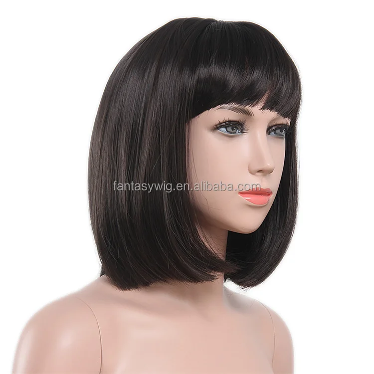 Dark Brown Straight Short Haircut Bob Style Children Girl Wig With Wig Cap