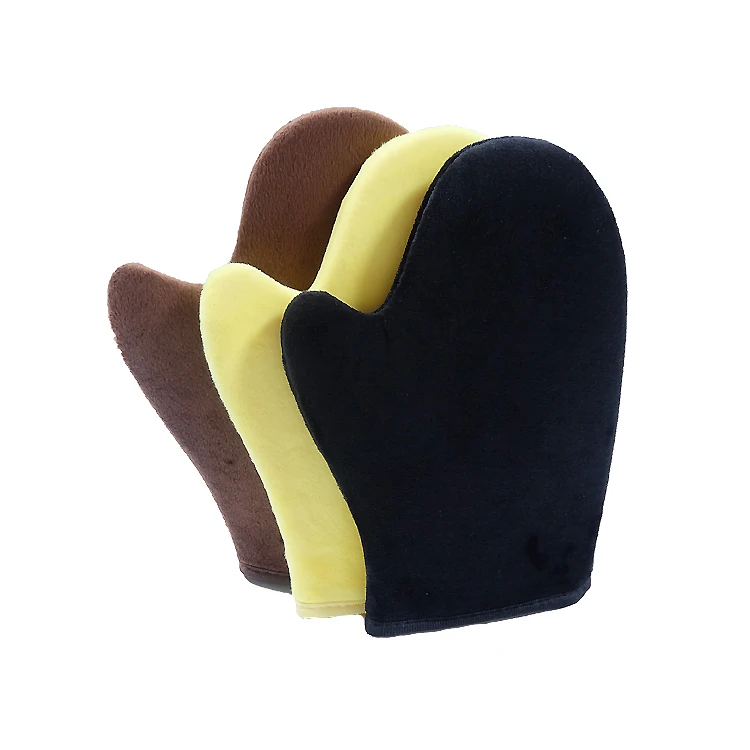 Custom Logo Soft Velvet Waterproof Foam Spray Tan Applicator Glove Own Brand Self Tanning Mitt