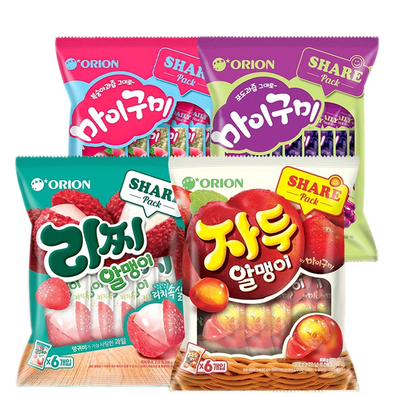 Korea Imported Fruit Juice Gummy Jelly Candy Grape flavor Peach flavor