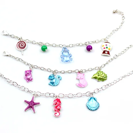 
Custom Made Wholesale alloy children shell bear and fox animal bracelet 