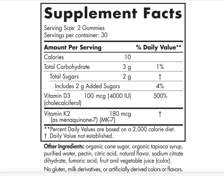 Vegan Vitamin K2D3 D3 2000 IU Vitamin K2 Gummies for Bone Health and Immune System boost D3 gummy